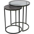 Black metal nesting tables with glass and wood tops | Home Centre Direct UK
