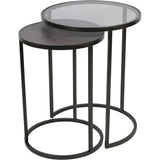 Black metal nesting tables with glass and wood tops | Home Centre Direct UK