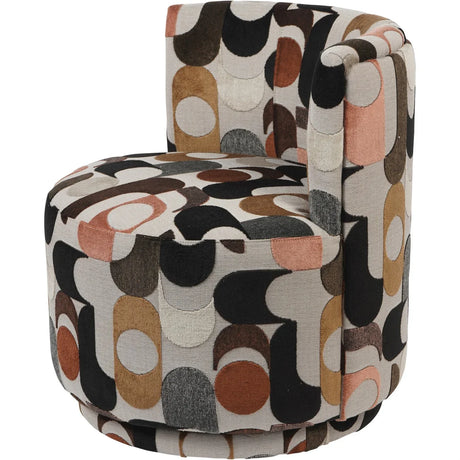 Multicolored velvet swivel chair with geometric pattern | Home Centre Direct UK