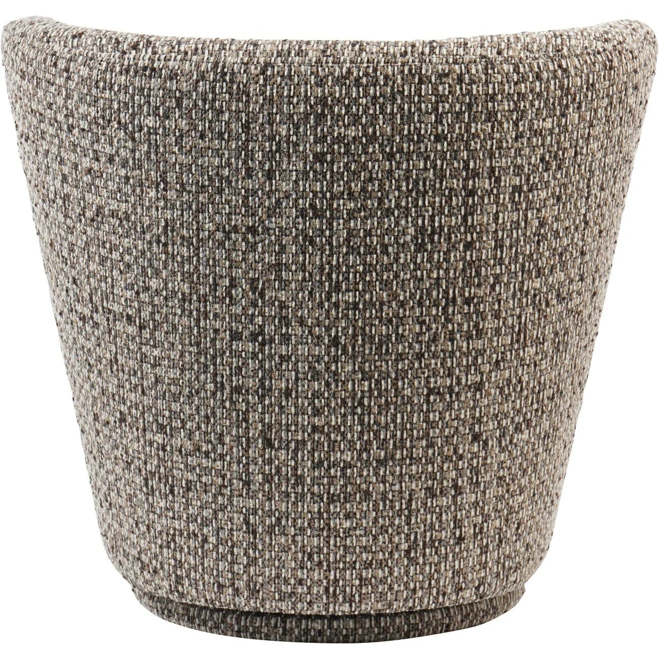 Mocha swivel chair back with textured slub fabric detail.