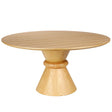 Natural wood round dining table with pedestal base | Home Centre Direct UK