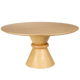 Natural wood round dining table with pedestal base | Home Centre Direct UK