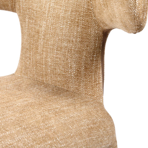 Wheat-colored upholstered chair showing detailed fabric texture