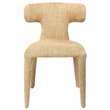 Wheat-colored upholstered dining chair with curved backrest | Home Centre Direct UK
