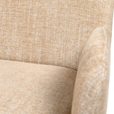 Wheat-colored chair fabric with textured weave detail.