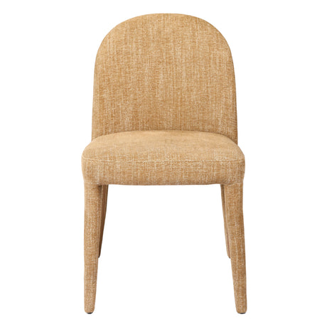 Wheat-colored upholstered dining chair with rounded back | Home Centre Direct UK