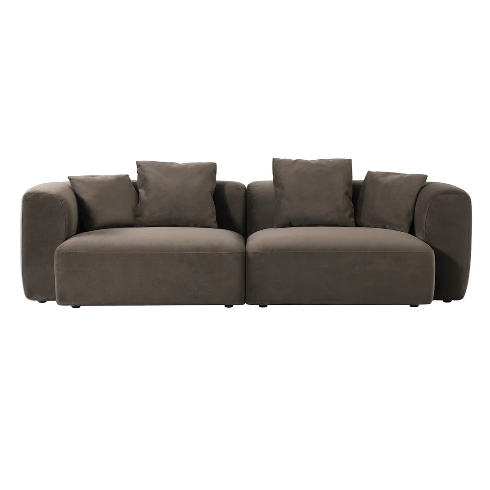 Brown velvet sofa with plush cushions | Home Centre Direct UK
