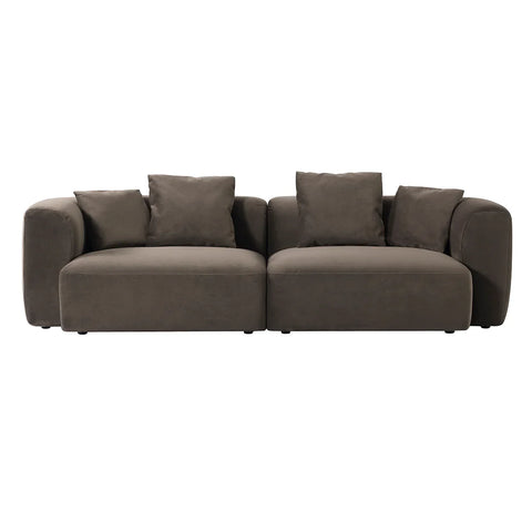 Brown velvet sofa with plush cushions | Home Centre Direct UK