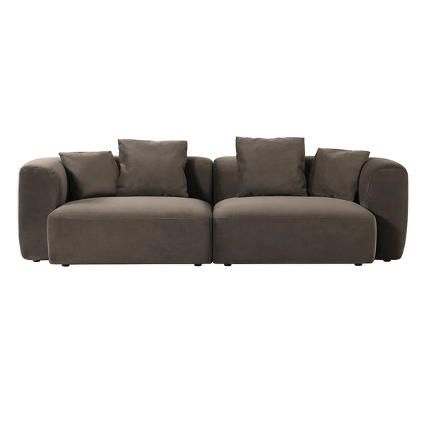 Brown velvet sofa with plush cushions | Home Centre Direct UK