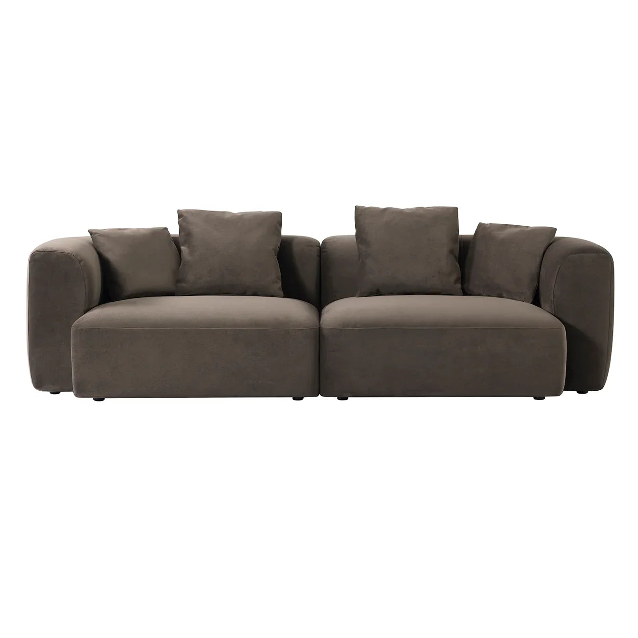 Brown velvet sofa with plush cushions | Home Centre Direct UK
