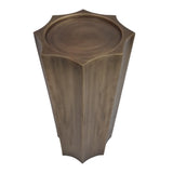 Antique brass plinth with a hexagonal top design.