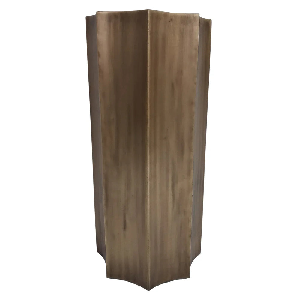 Antique brass pedestal with a smooth, angular design | Home Centre Direct UK