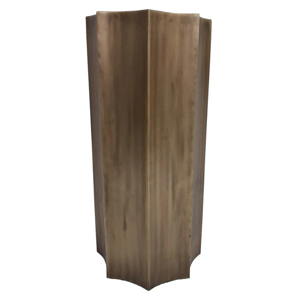 Antique brass pedestal with a smooth, angular design | Home Centre Direct UK
