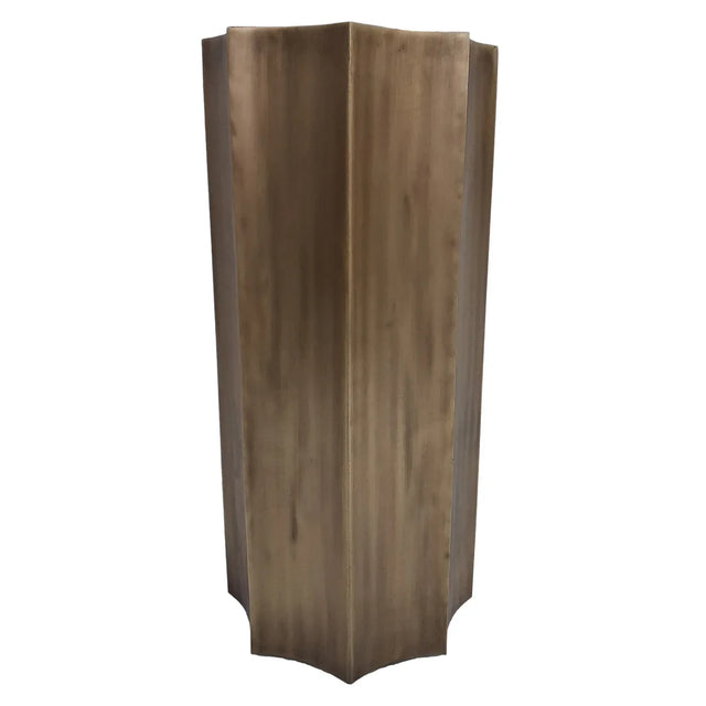 Antique brass pedestal with a smooth, angular design | Home Centre Direct UK