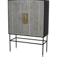 Black and white geometric inlay cabinet with brass handles | Home Centre Direct UK