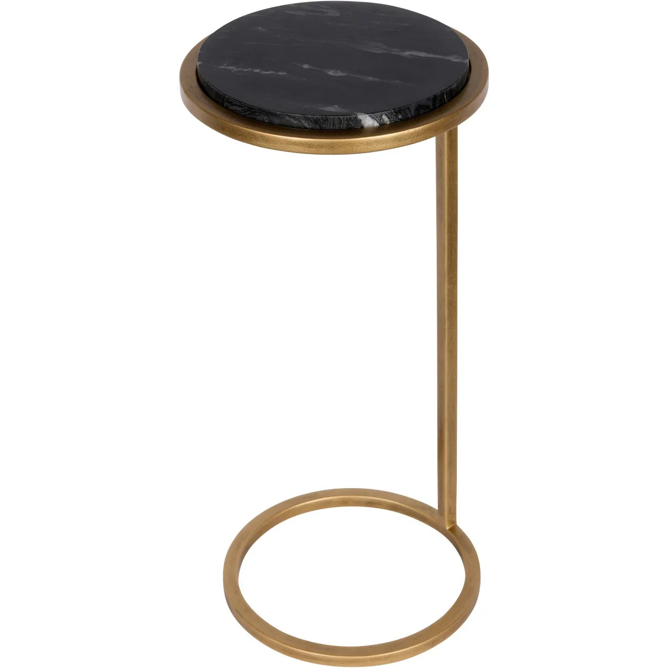 Black marble top table with aged gold circular frame | Home Centre Direct UK
