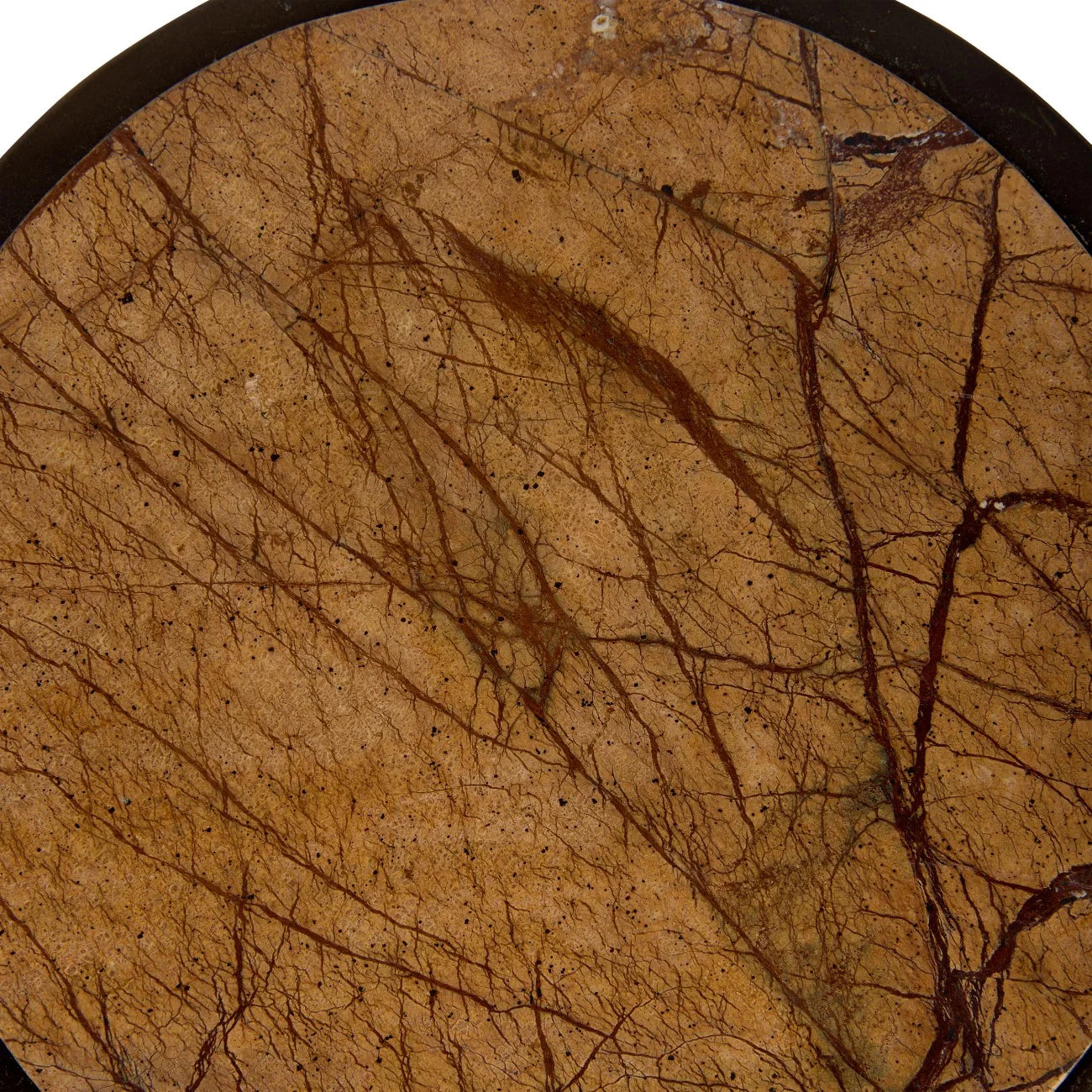 Forest brown marble tabletop with intricate veining patterns.