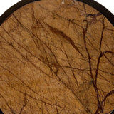 Forest brown marble tabletop with intricate veining patterns.