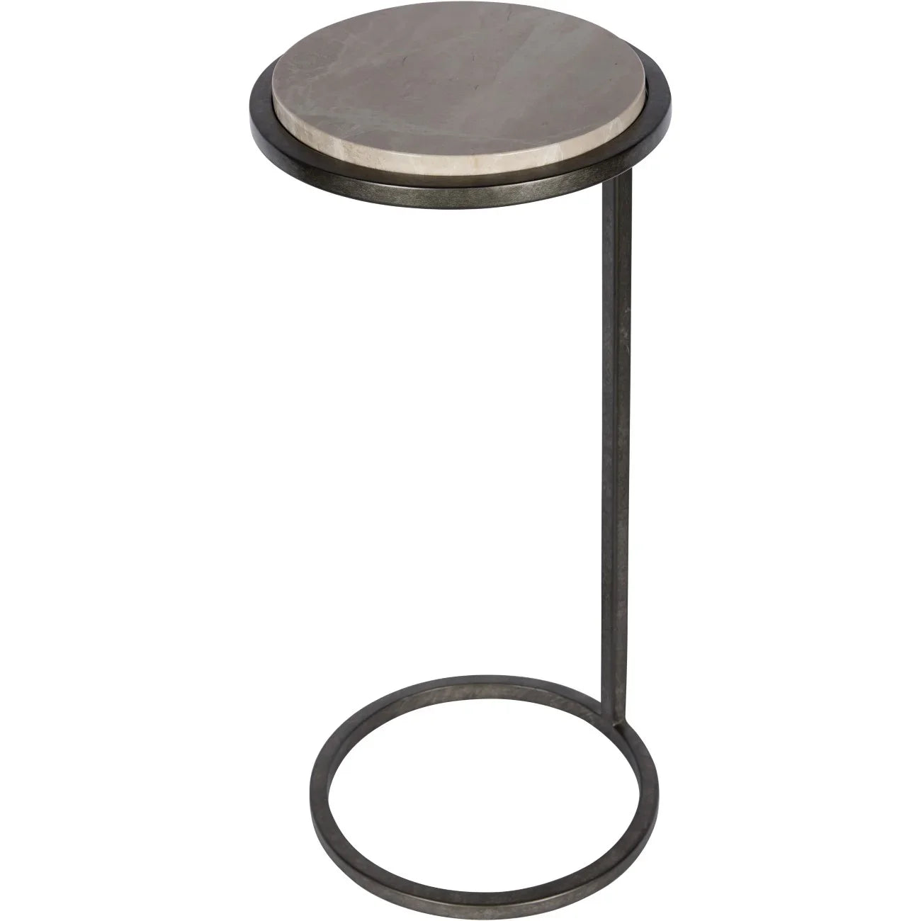 Grey marble accent table with aged silver circular frame | Home Centre Direct UK