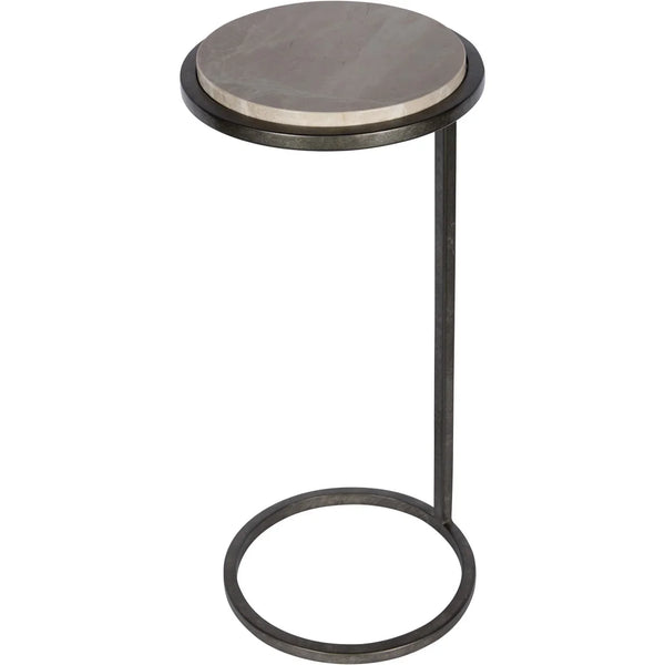 Grey marble accent table with aged silver circular frame | Home Centre Direct UK