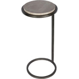 Grey marble accent table with aged silver circular frame | Home Centre Direct UK