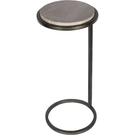 Grey marble accent table with aged silver circular frame | Home Centre Direct UK