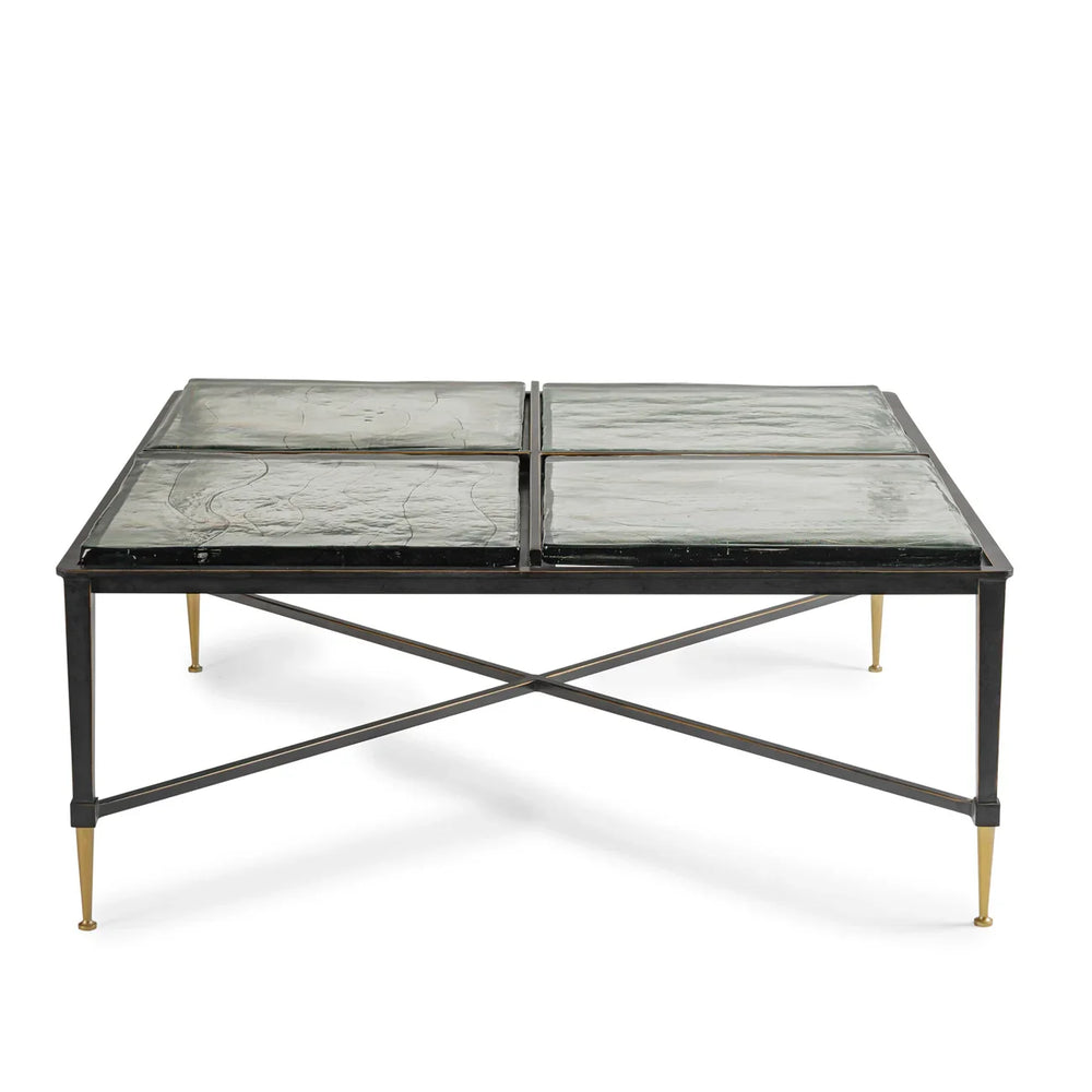 Black metal coffee table with textured glass top | Home Centre Direct UK