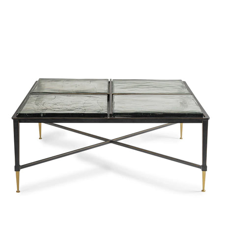 Black metal coffee table with textured glass top | Home Centre Direct UK
