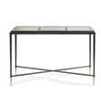 Black metal console table with glass top and gold accents | Home Centre Direct UK