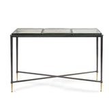 Black metal console table with glass top and gold accents | Home Centre Direct UK