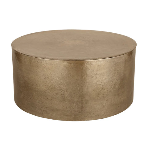 Gold metal drum coffee table with storage | Home Centre Direct UK