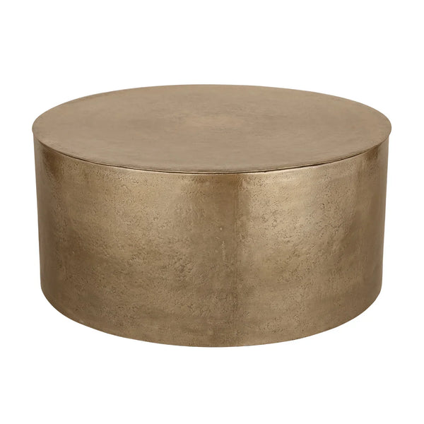 Gold metal drum coffee table with storage | Home Centre Direct UK