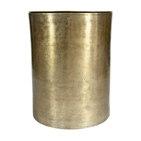 Gold cylindrical metal side table with a smooth finish | Home Centre Direct UK