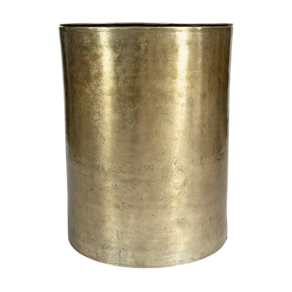 Gold cylindrical metal side table with a smooth finish | Home Centre Direct UK
