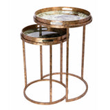 Bronze nesting side tables with jungle-themed trays | Home Centre Direct UK