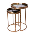 Bronze nesting tray tables with leopard design inlay | Home Centre Direct UK
