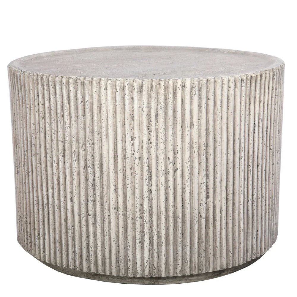 Beige ribbed cylindrical coffee table | Home Centre Direct UK