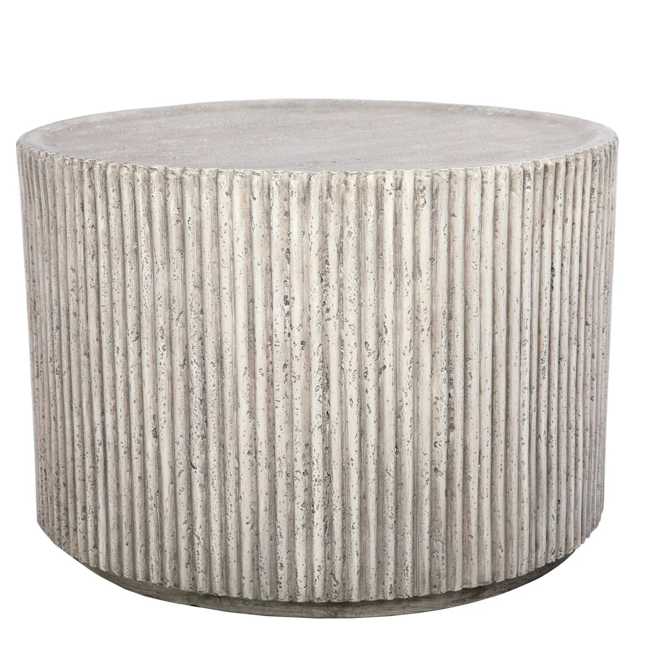 Beige ribbed cylindrical coffee table | Home Centre Direct UK