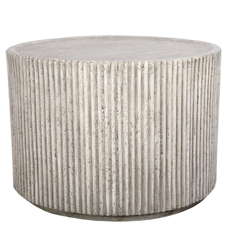 Beige ribbed cylindrical coffee table | Home Centre Direct UK