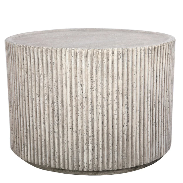 Beige ribbed cylindrical coffee table | Home Centre Direct UK
