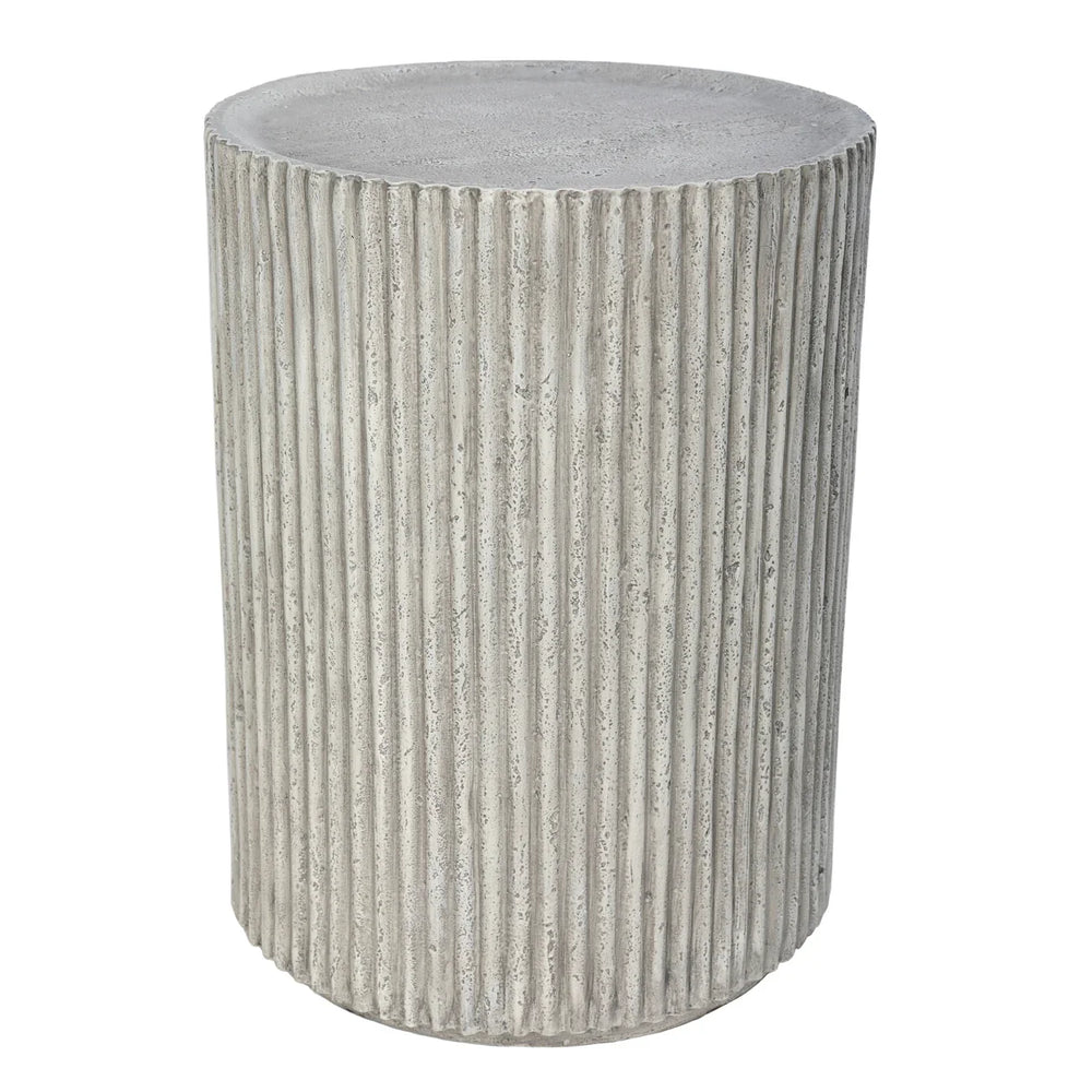 Gray ribbed cylindrical table with textured surface | Home Centre Direct UK