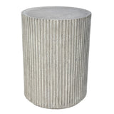 Gray ribbed cylindrical table with textured surface | Home Centre Direct UK