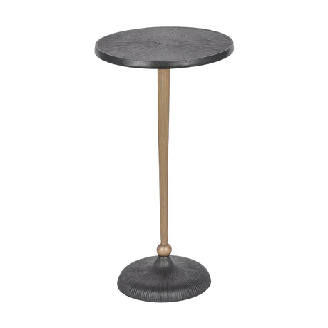 Black round side table with textured top and slender wooden base | Home Centre Direct UK