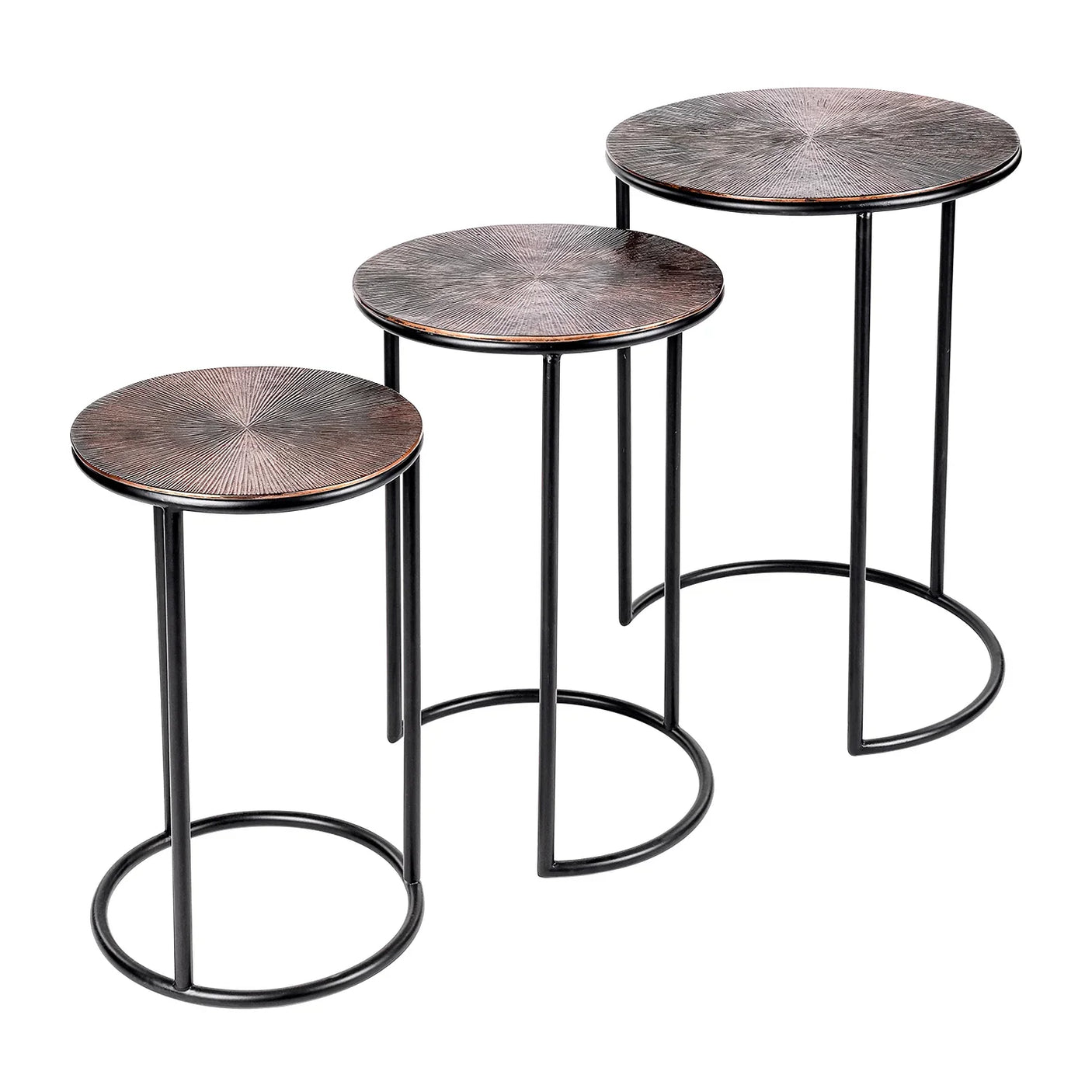 Bronze metal nesting tables with black frames | Home Centre Direct UK