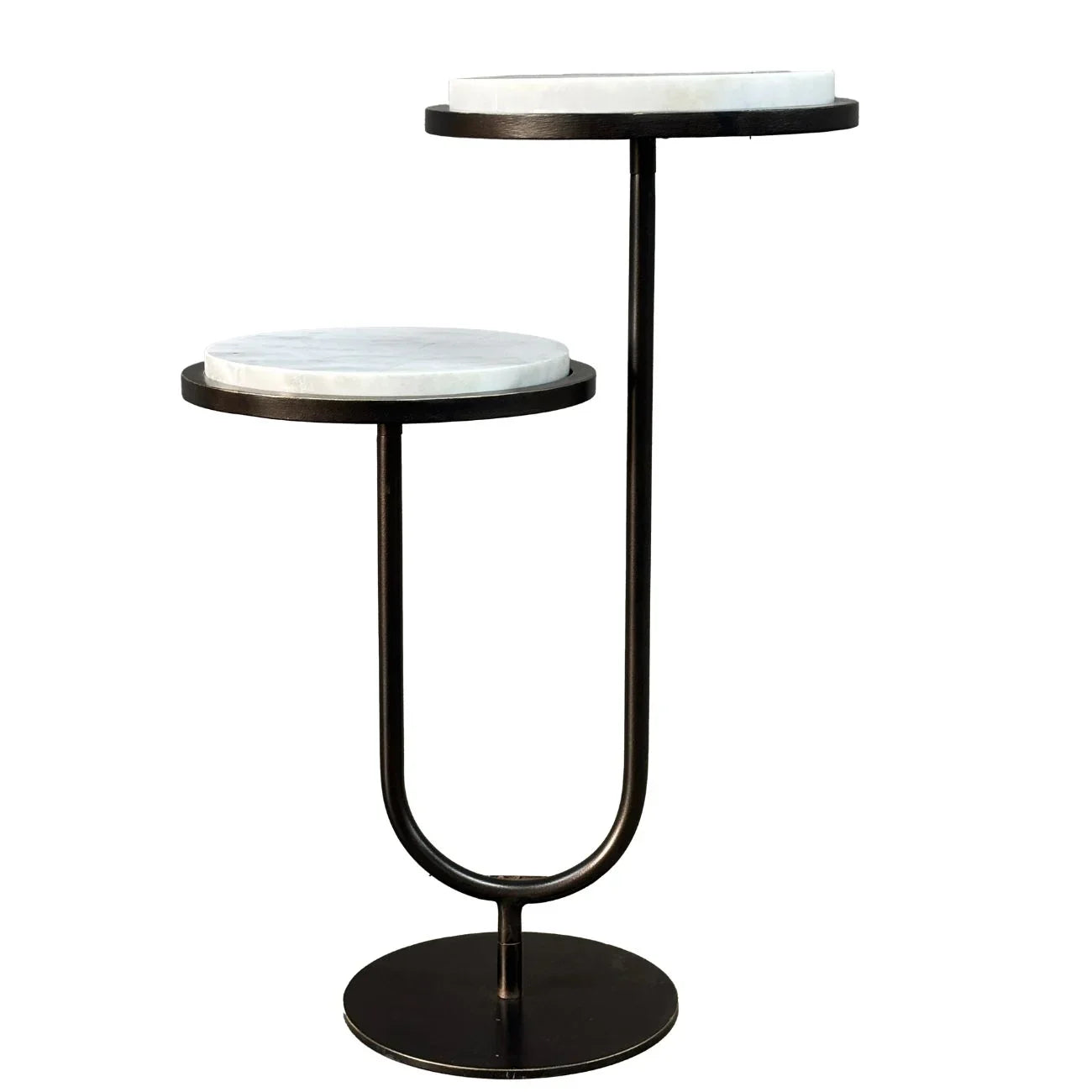 White marble accent table with dual-tier design | Home Centre Direct UK