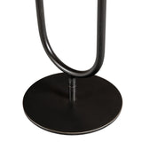 Black metal base with curved support detail.