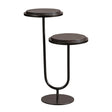 Dark walnut accent table with dual round tiers and sleek metal base | Home Centre Direct UK