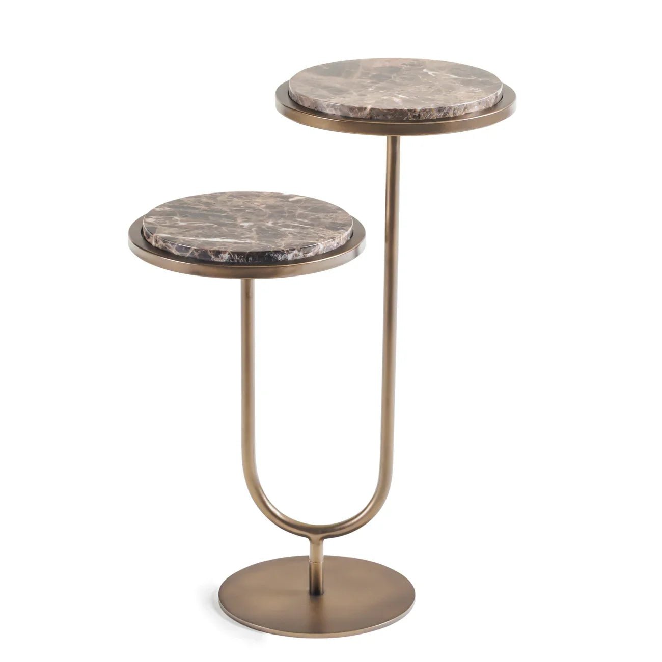 Bronze metal accent table with dual round marble tops | Home Centre Direct UK