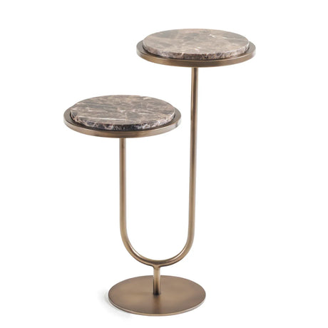 Bronze metal accent table with dual round marble tops | Home Centre Direct UK