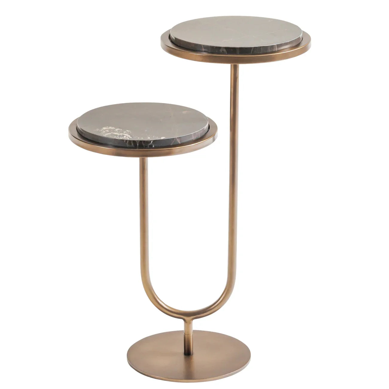 Gold metal accent table with dual marble tops | Home Centre Direct UK